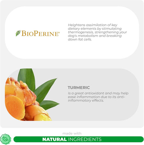 Turmeric for Dogs - 120 Chewable Tablets for Anti-Inflammatory Pain Relief & Joint Support