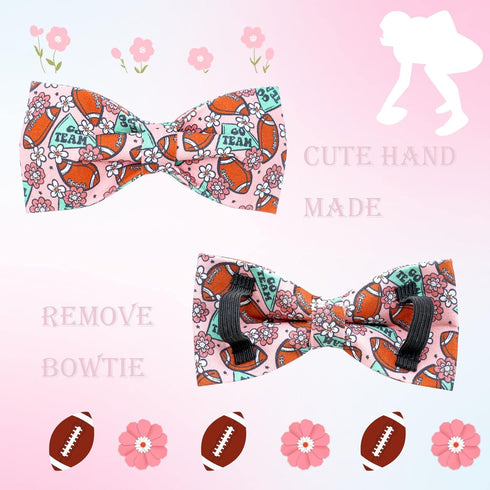 Dog Collar - Rugby with Flower Dog Collar Bows for Dogs, Adjustable Bowtie Pet Collar for X-Large Dogs
