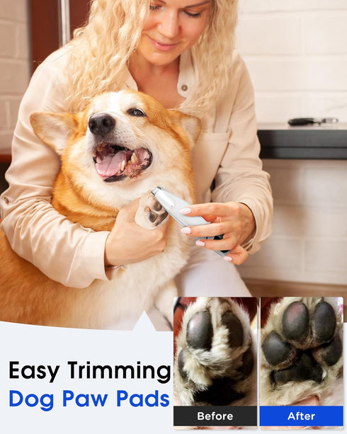 Upgraded Dog Paw Trimmer with LED Light, 9 mm Mini Blade, Smart Display, Type-C Rechargeable Pet Clippers for Small