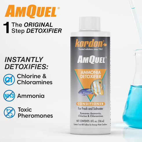 KORDON #31248 AmQuel Ammonia Control, Detoxifies Chloramine for Aquarium, 8-Ounce