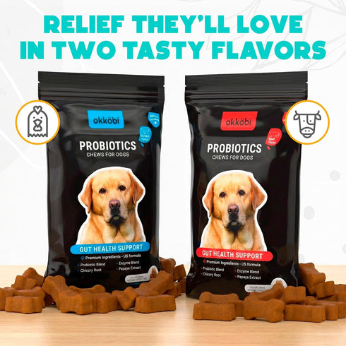 60 Probiotics for Dogs Chews Pcs - Digestive, Gut Health & Diarrhea Support - Chews for Dogs - US Formula