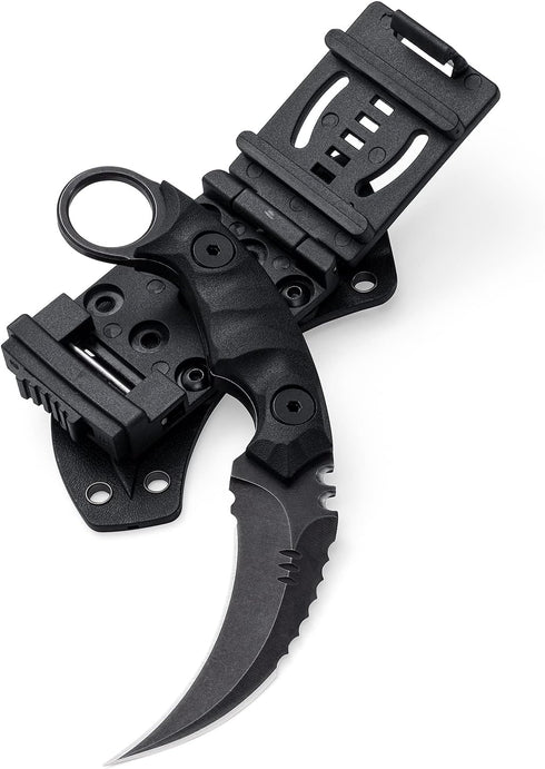 Fixed Blade Knife with D2 Steel Blade and G10 Handle, Tactical EDC Double Edged Sharp Claw Knife, Black