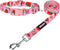 azuza Dog Collar and Leash Set, Cute Strawberry Patterns on Pink Nylon Collar and Matching Leash for Medium Dogs