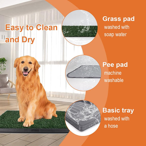 Dog Grass Pad with Tray 25"X20", Artificial Grass for Potty Training, Indoor Outdoor Dog Pee Grass Litter Box