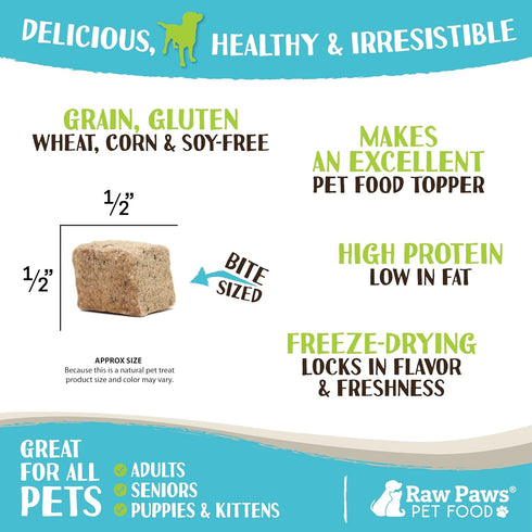 Raw Paws Freeze Dried Lamb Liver Treats for Dogs & Cats, 4-oz Made in USA for Training & Treats