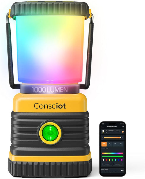 Consciot Smart RGBTW Battery Powered LED Lantern with APP Control, 1000LM, Tunable