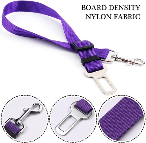 YuCool Dog Seat Belt, 4 Piece Set Adjustable Nylon Car Safety Harness for Dogs, Heavy Duty & Elastic