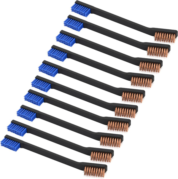 Raiseek Gun Cleaning Brushes, 10-Pack Double-Ended Multifunction Brass Nylon Bristle Brushes