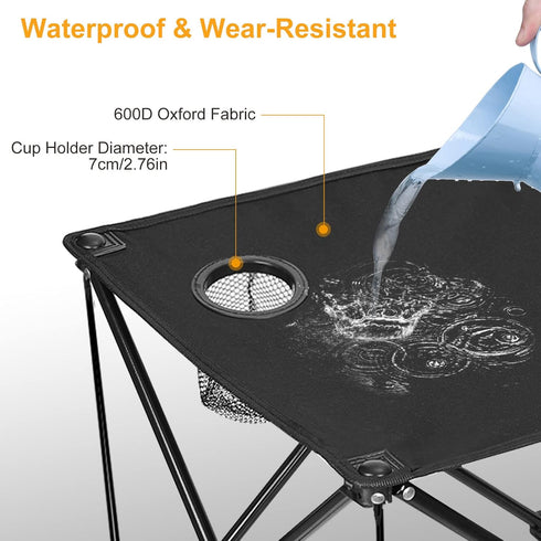 iMounTEK Folding Camping Table with Storage Bag Portable Picnic Table Lightweight Travel Desk with Cup Holder Carrying