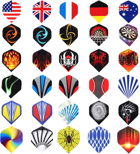 Standard Dart Flights, 30 Sets, 90 Pcs Durable PET and Laser Replacement Feather Tail Wing for Dart Games