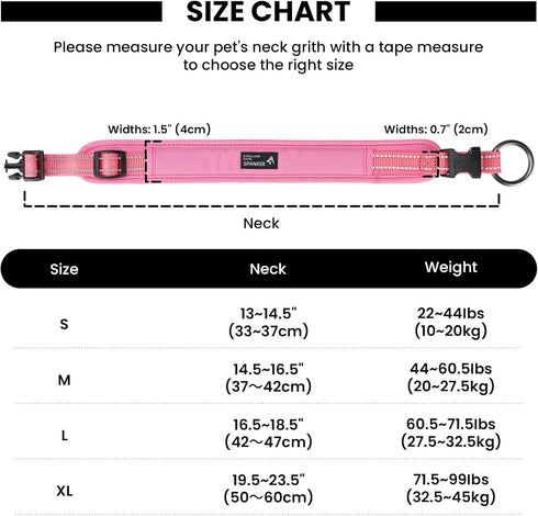 EXCELLENT ELITE SPANKER Classic Dog Collar, PU Material Adjustable for Small Medium Large Dogs (Black Red Blue, Pink-L)