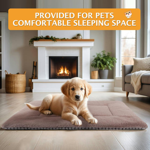 Reversible Dog Bed Mat with Plush and Corn Velvet, Soft Warm Pet Cushion, Washable Sleeping Mattress Bed (48"*30",