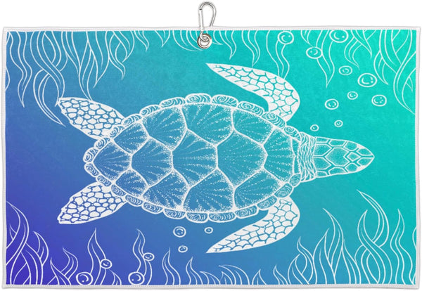 Pardick Golf Towel for Men Women, Boho Art Sea Turtle, Microfiber Fabric for Golf Bags