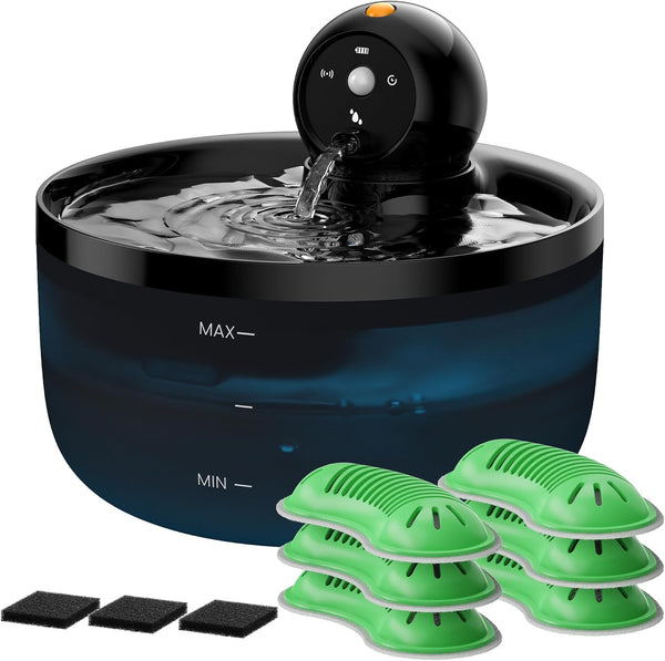 Battery Operated Cat Water Fountain: GOOIFUN Cat Fountain with 6 Filters +
