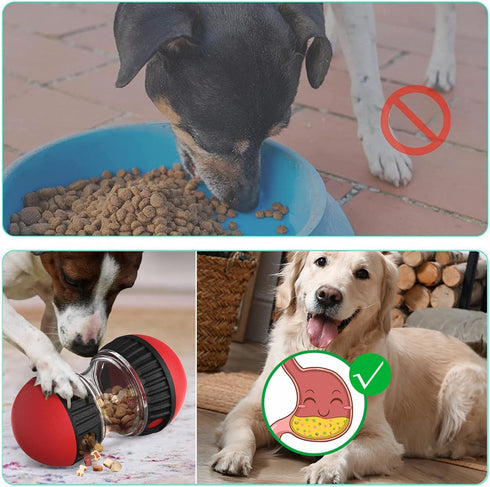 Interactive Dog Slow Feeder Toy Dog Puzzle Toys Food Dispenser for Medium Small Dogs Treat Dispensing Toy to Improve Digestion Engaging Dog Toys to Keep Them Busy (Red)