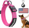 Reflective Tactical Dog Collar, Adjustable Military Nylon with Handle for Medium Large Dogs, Pink, XL