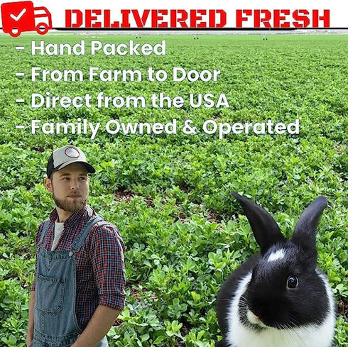 12 lb wt/5 lb Bunny Honey Organic Alfalfa Hay for Bunnies Dim High-Protein & Calcium, Supports Growth & Dental Health