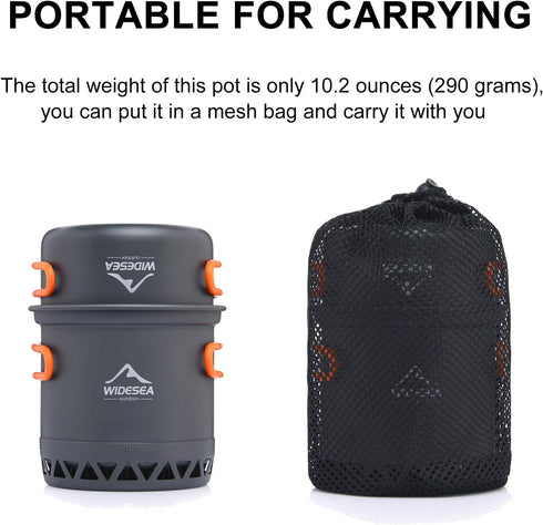 Widesea Camping Cookware Outdoor Pot Pan Cooking Equipment, Heat Exchange Design for Hiking, Backpacking, Travel