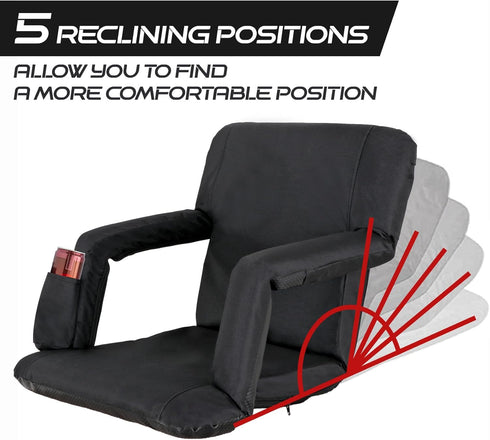 20.5"/ 25" LEMY Wide Adjustable Stadium Seat for Bleachers Portable Water Resistant Stadium Chair