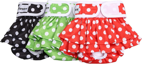 Avont 3 Pack Washable Female Dog Diapers, Reusable Period Diapers Cover for