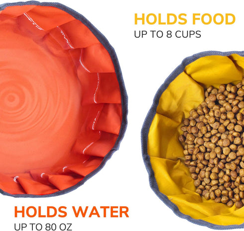 LumoLeaf Collapsible Dog Travel Bowl, 2 Packs Large 68oz/80oz, Lightweight Foldable Water and Food Bowls for Pets.