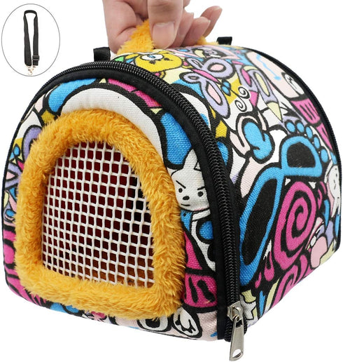 KAMEIOU Small Animal Carrier Bag - Guinea Pig Hedgehog Carrier with Detachable Strap for Small Pets