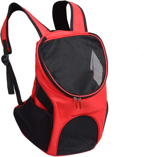 Pet Carrier Backpack, Dog Front Carrier, Cat Backpack Carrier for Traveling, Hiking, Cycling with Ventilated Mesh (Red)