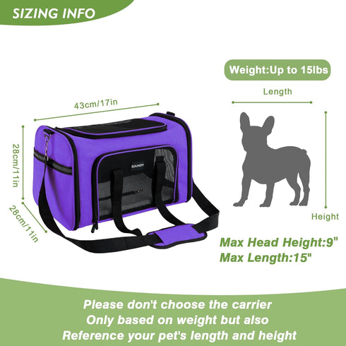 Soundy 15Lbs Dog Carrier Cat Carriers Airline Approved Pet Carrier for Small Medium Dogs Cats Under Puppies Collapsible