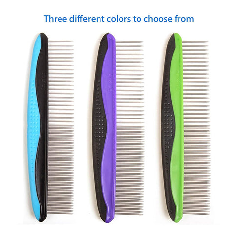 ROPO Dog Comb, Pet Grooming Comb for Cats, Removes Matted Fur, Non-Slip Comfort Grip Handles, Blue (Plastic Rubber