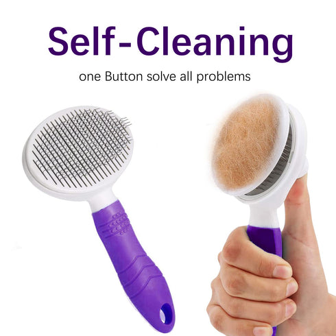 Cat Self Cleaning Slicker Brush, Skin Friendly Grooming Tool for Shedding Dogs and Cats, Easy to Remove Hair