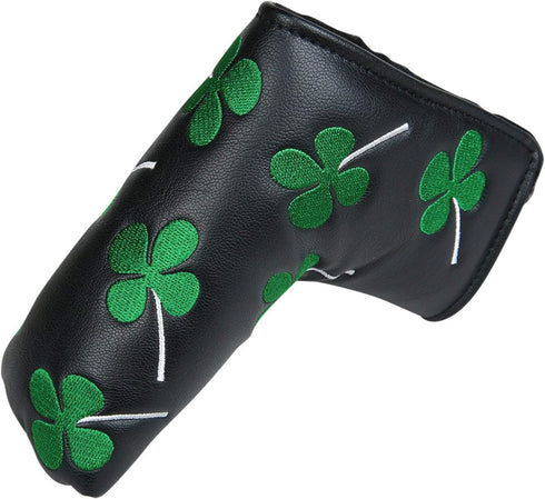 SEACLOUD Golf Putter Cover Blade Head Cover with V-Closure, Four Leaf Clover Pattern for Luck