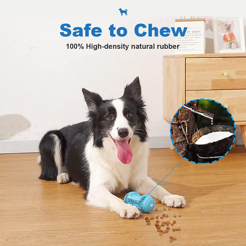 Dog Chew Toy for Teething Chewers,Tough Durable Natural Rubber Bone with Toothbrush,Indestructible for Aggressive