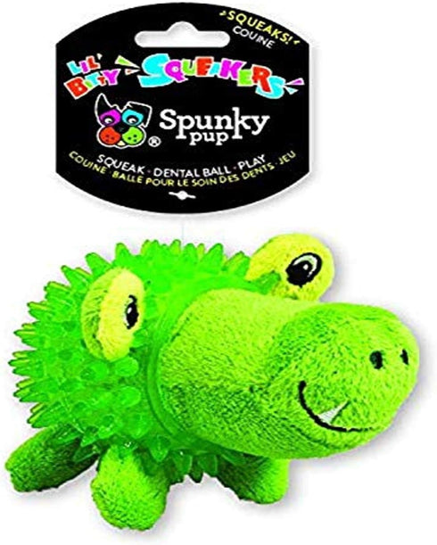 Spunky Pup Lil' Bitty Squeakers Dog Toy, Small Sized Toy with Ball Squeaker, Gator