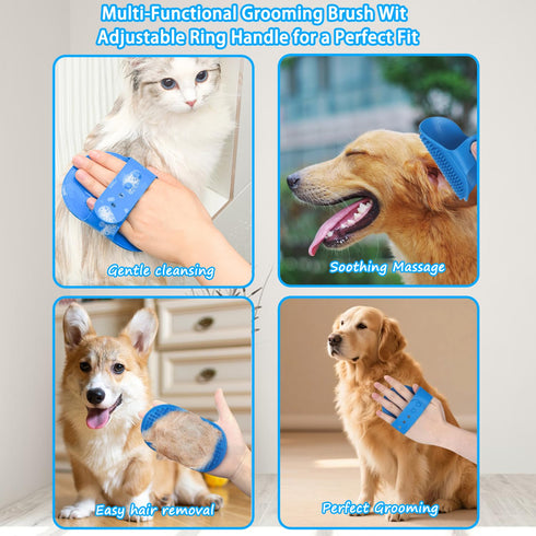 6PCS Pet Grooming Kit for Dogs, Dog Washing Gloves with High-Density Teeth, Dog Bath Brush & Silicone Heat Resistant