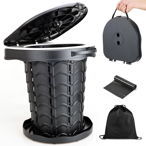 Boreeman Portable camping Toilet, Foldable and Height Adjustable, Load Capacity 400lbs, with Carrying
