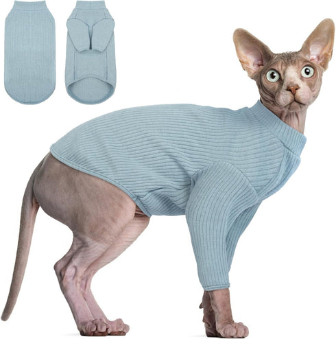 DENTRUN Sphynx Hairless Cats Shirt Pullover - Breathable Cat Wear Turtleneck Sweater Adorable Cat's Clothes Vest