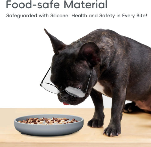 Slow Feeder Dog Bowls, Silicone Puzzle Bowl with Suction Cup for Anxiety Relief, Dishwasher Fit, for All Breeds