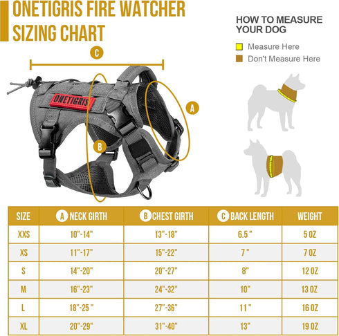 Tactical Dog Training Vest No Pull Harness - Adjustable Dog Hiking Working Vest for Dogs (Grey, Medium)