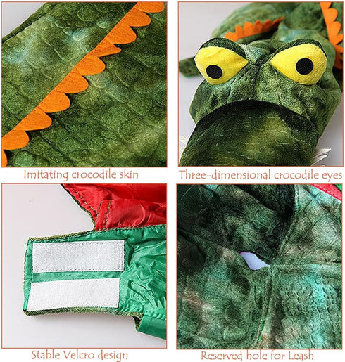 Alligator Dog Costume, Funny Croc Costume for Small to Large Dogs, Halloween Cosplay Dress