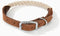 Mile High Life Rope Dog Collar | Durable Braided Cotton Rope Collars | Genuine Leather with Metal Pin Buckle (Beige)
