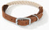 Mile High Life Rope Dog Collar | Durable Braided Cotton Rope Collars | Genuine Leather with Metal Pin Buckle (Beige)