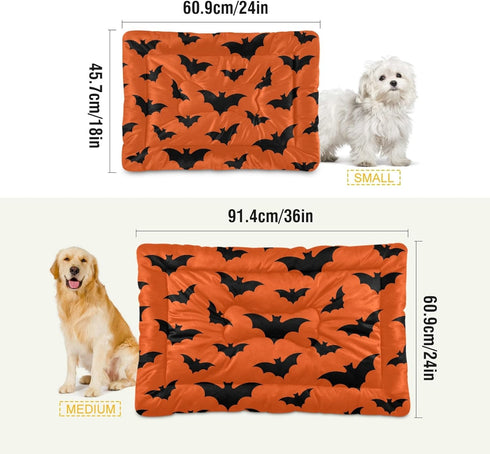Happy Halloween Dog Bed Mat - Ultra Soft Pet Bed Mattress for Small Dog Puppy Cat Kitten, Anti-Slip Washable, Orange