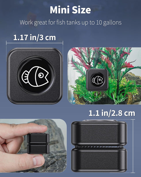 1 Inch 1/5 Inch 10 Pawfly Aquarium Magnetic Brush Fish Tank Glass Cleaner Mini Stain Scrubber Pads Aquarium Cleaning