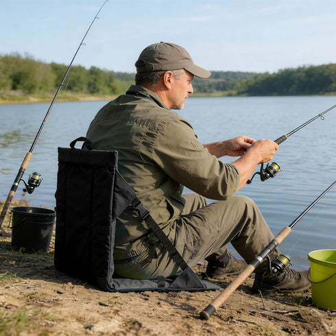 Fishing,15.8'' 16.5'',Lightweight Folding Stadium Seat Cushion with Backrest, Portable Bleacher Pad for Camping, x