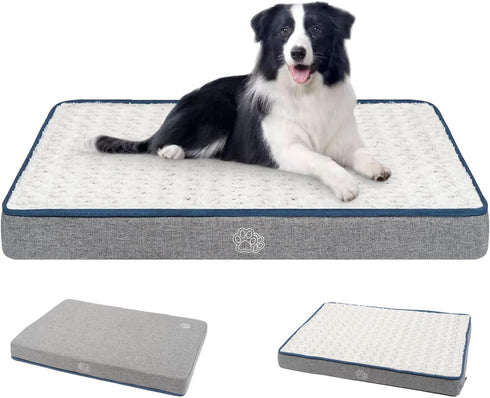 EMPSIGN Reversible Cool and Warm Dog Bed for Crate, Washable Removable Cover for Large Medium Small Dogs, Grey