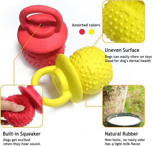 2 Latex Chew Dog Toys, Novelty Squeaky Pacifier Dog Toys for Teething Puppies, Mild Chewing Small, Medium, Large Dogs