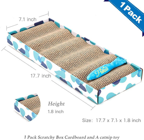 Cat Scratcher Cardboard Reversible Pad, Kitty Corrugated Scratching Bed with Catnip Included (1 Pack)