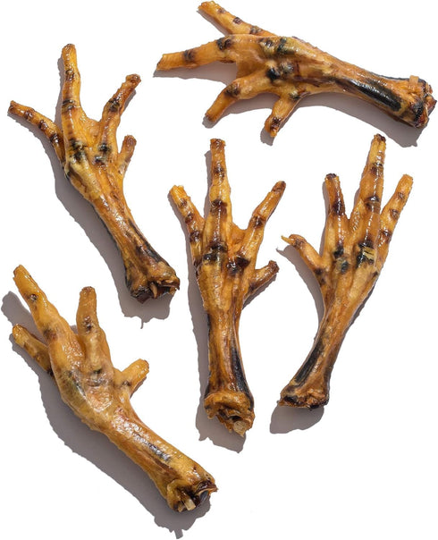 100% (75 Pack) Jack&Pup Dried Chicken Feet Dog Treats | Natural, Fully Digestible, Dehydrated Chicken Feet for Dogs