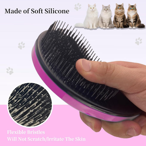 Grooming Cat Brush - Essential Tool for Shedding Long-Haired Cats (Pink)