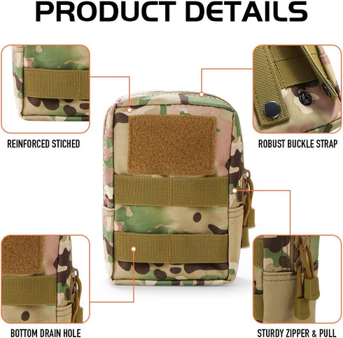 Gogoku 3 Pack Pack Molle Pouch Combo Water Bottle Pouch Holder Tactical Molle Pouches Compact Utility Waist Bag